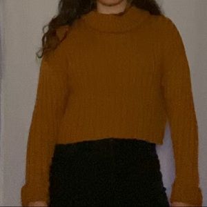 Forever 21 Orange Long Sleeve Crop Top Sweater